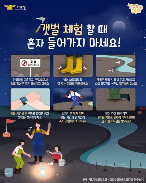 [태안=뉴시스] 갯벌 안전수칙. (사진=태안소방서 제공) 2024.08.11. *재판매 및 DB 금지