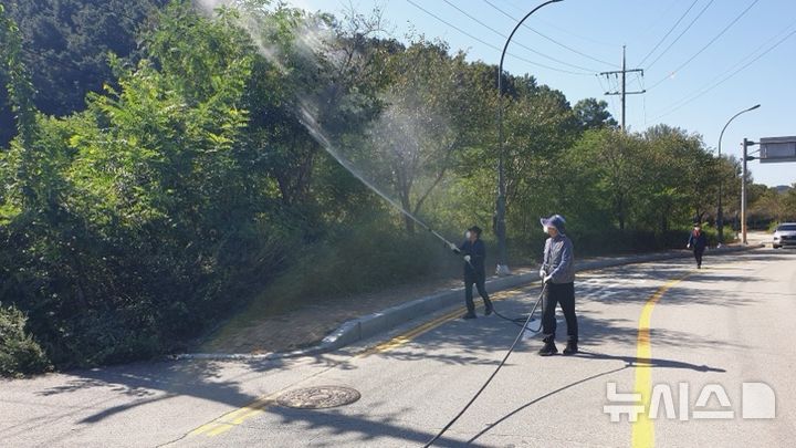 [용인=뉴시스]산림병해충 집중 방제 활동 모습