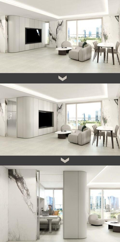 [서울=뉴시스] 현대건설의 ' H 트랜스포밍 월&퍼니처Ⅲ'를 활용하는 모습. 2024.08.13. (자료=현대건설 제공) photo@newsis.com *재판매 및 DB 금지