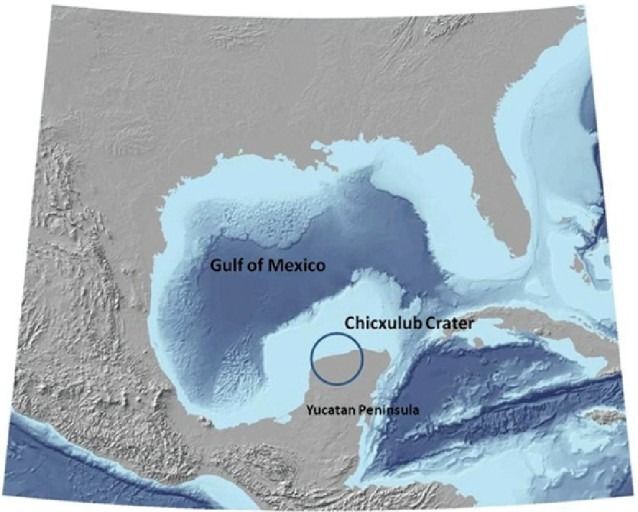 [서울=뉴시스]6600만 년 전 공룡을 전멸시킨 소행성 충돌이 있었던 멕시코 유카탄 반도의 칙술루브 분화구 위치. (출처=semanticscholar.org) 2024.8.16. *재판매 및 DB 금지