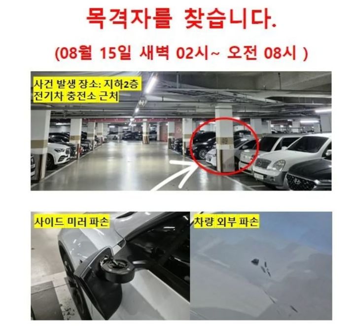 지난 15일 자동차 온라인 커뮤니티에 '전기차에 앙심품은 사람이 테러를 한 것 같다'는 제목의 글과 함께 사이드미러가 파손된 전기차 사진이 올라왔다. (사진=온라인 커뮤니티 캡처) *재판매 및 DB 금지