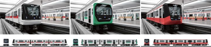 [부산=뉴시스] 부산 사상~하단선 외부 디자인(왼쪽부터) 1·2·3안. (사진=부산교통공사 제공) 2024.08.19. photo@newsis.com *재판매 및 DB 금지