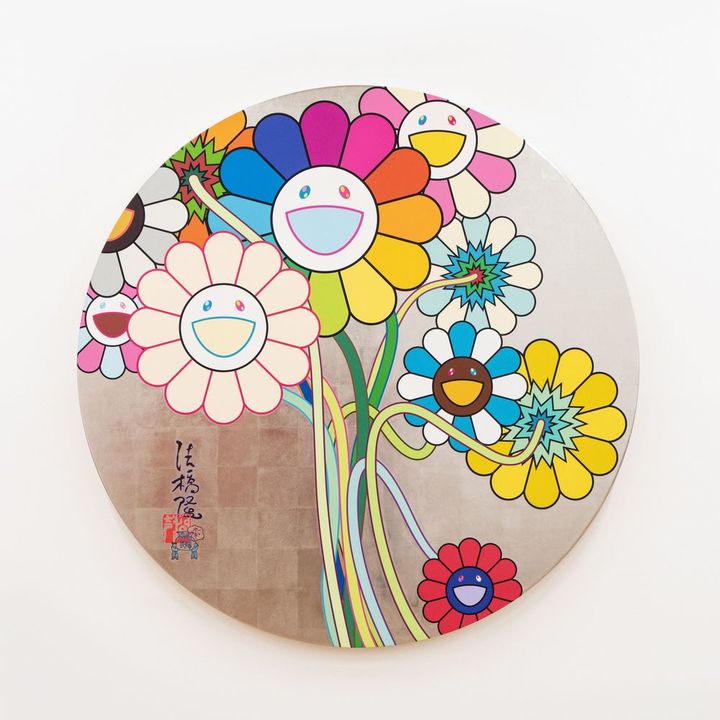 Takashi Murakami, Untitled, 2024, Acrylic and platinum leaf on canvas mounted on wood panel, Ø : 150 cm | 59 1/16 inch ©2024 Takashi Murakami/Kaikai Kiki Co., Ltd. All Rights Reserved. Courtesy Perrotin *재판매 및 DB 금지