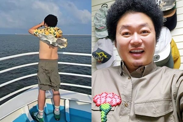 [서울=뉴시스] 지난 23일 윤택은 자신의 사회관계망서비스(SNS)에 "바람이 날 가지려 하네. 어디가 엉덩이야?"라는 글과 함께 영상을 올렸다. (사진=SNS 갈무리) *재판매 및 DB 금지