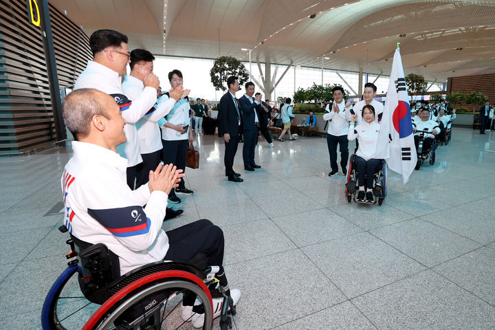 [파리=공동취재단]파리 패럴림픽 한국 선수단 본진. (사진=대한장애인체육회 제공)