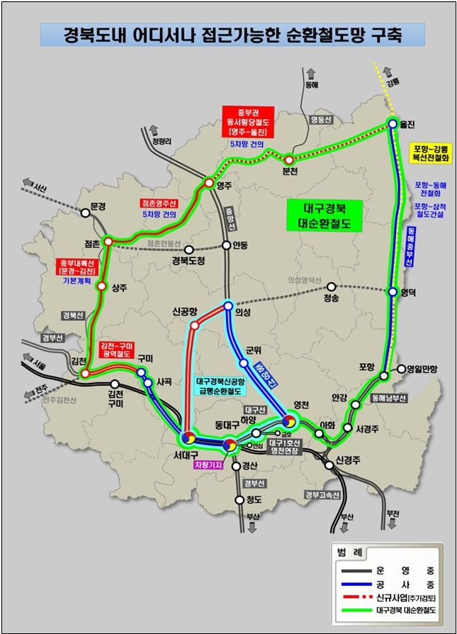 [안동=뉴시스] 순환철도망 노선도. (그래픽=경북도 제공) 2024.08.27 *재판매 및 DB 금지