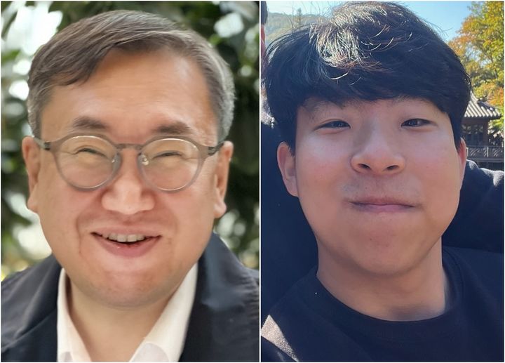 [보은=뉴시스] 안성수 기자 = 15회 오장환 문학상 수상자인 김학중(47·왼쪽) 시인과 11회 오장환 신인문학상 수상자인 김민석(28)씨. (사진=보은군 제공) 2024.8.27. photo@newsis.com *재판매 및 DB 금지