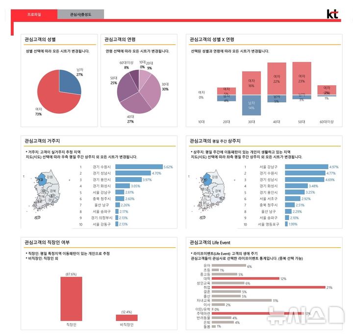 [서울=뉴시스]내고객분석리포트 분석 자료 예시. (사진=KT 제공)