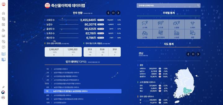 축산물 이력제 데이터를 쉽게 활용하는 이력제 데이터랩 화면. (사진 = 축산물품질평가원 제공) 2024.09.03.  *재판매 및 DB 금지