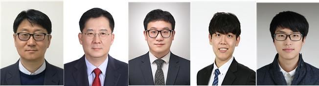 [서울=뉴시스] (왼쪽부터) 박성남 교수(교신저자), 최동훈 교수(공동 저자), 정준영 연구교수(공동 제1저자), 한민희 박사과정 학생 (공동 제1저자), 정민석 석사학생(공동 저자) (사진=고려대 제공) *재판매 및 DB 금지