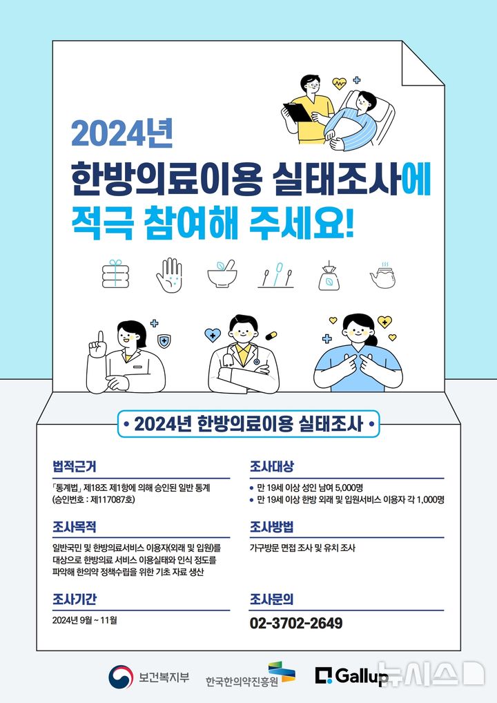 [서울=뉴시스] ‘2024년 한방의료이용 실태 조사' 포스터. (사진= 한국한의약진흥원 제공) 2024.09.05. photo@newsis.com. 