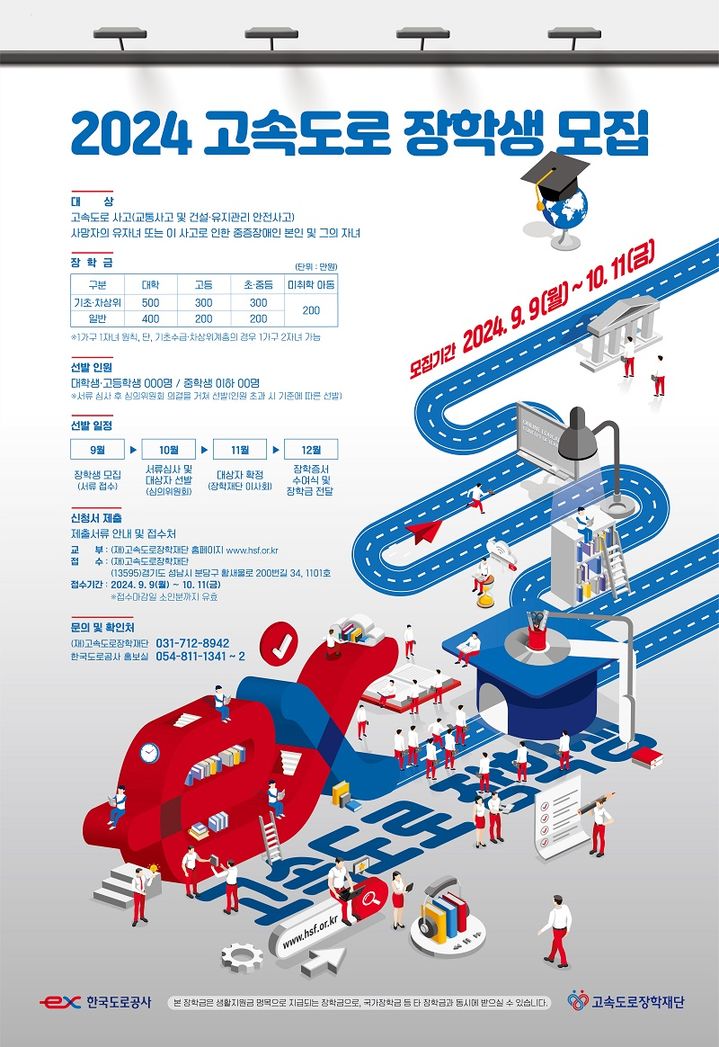 [서울=뉴시스] 한국도로공사의 '2024 고속도로장학생' 모집 포스터. 2024.09.06. (사진=도로공사 제공) photo@newsis.com  *재판매 및 DB 금지