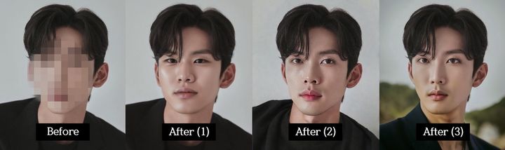 [서울=뉴시스] 드라이링크의 'AI헤어모델' 기능으로 헤어스타일은 그대로 유지하면서 얼굴만 바꾼 모습. 2024.10.06. (사진=에이아이더블유 제공) *재판매 및 DB 금지