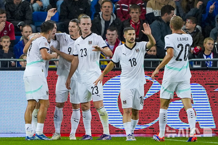 [오슬로=AP/뉴시스] 오스트리아 축구 국가대표팀. 2024.09.09.