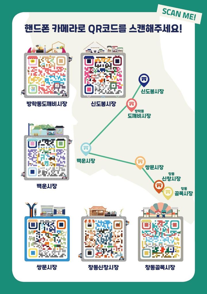 [서울=뉴시스]도봉구 전통시장 통합웹페이지 시장별 정보무늬 안내 포스터. 2024.09.10. (자료=도봉구 제공) *재판매 및 DB 금지