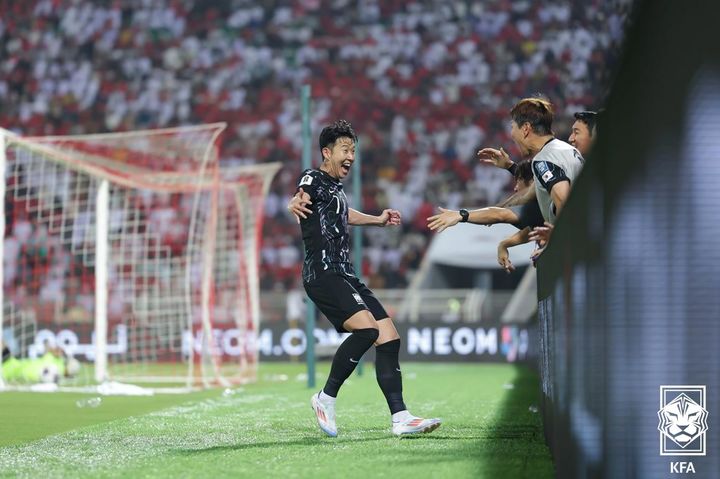 [서울=뉴시스] 축구대표팀 캡틴 손흥민 득점포. (사진=대한축구협회 제공) 2024.09.11.