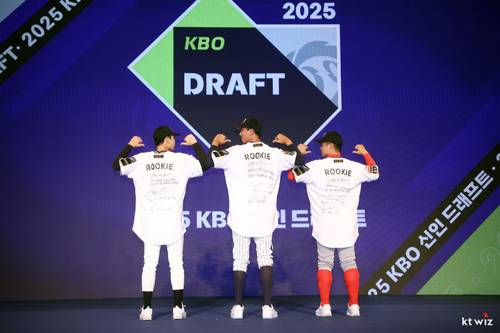 프로야구 KT 위즈가 2025 KBO 신인드래프트를 위해 선배들의 응원 메시지가 담긴 유니폼을 준비했다. (사진=KT 제공)  *재판매 및 DB 금지