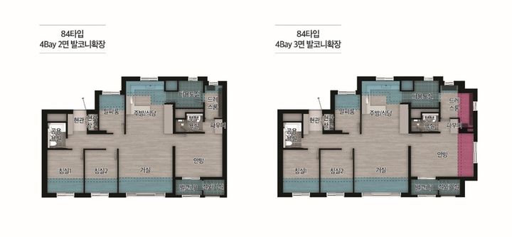 [서울=뉴시스] 3면 발코니 특화 설계가 적용된 '번영로 하늘채 라크뷰' 전용 84㎡ 타입. 2024.09.14. (사진 출처=코오롱글로벌) photo@newsis.com *재판매 및 DB 금지