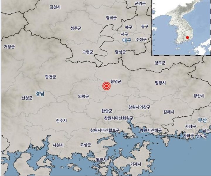 [창녕=뉴시스] 안지율 기자 =사진은 지난해 9월 경남 창녕 지역에서 발생한 위치도. (사진=기상청 제공) 2024.09.13. photo@newsis.com *재판매 및 DB 금지