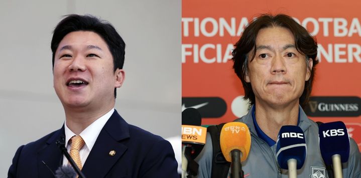 진종오(왼쪽) 국민의힘 의원과 홍명보 대한민국 축구대표팀 감독 (뉴시스DB) *재판매 및 DB 금지