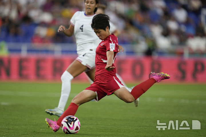 [칼리=AP/뉴시스] '2024 국제축구연맹(FIFA) 콜롬비아 U-20 여자 월드컵' 결승에 진출한 북한의 최일선. 2024. 9. 18.