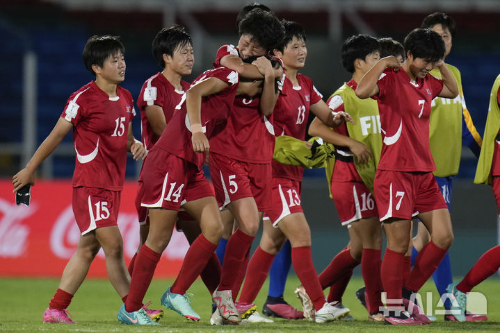 [칼리=AP/뉴시스] '2024 국제축구연맹(FIFA) 콜롬비아 U-20 여자 월드컵' 결승에 진출한 북한. 2024. 9. 18.