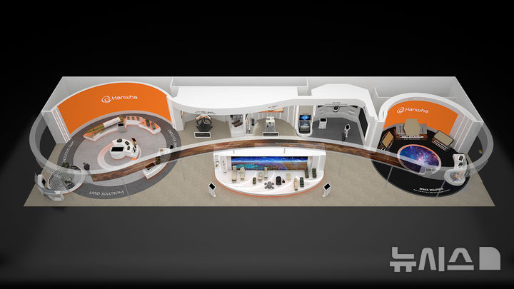 [계룡=뉴시스] 2일 충남 계룡대에서 개막하는 2024 대한민국 국제방위산업 전시회(KADEX 2024)에 참가한 한화 방산 3사 통합 홍보관 조감도. (사진=한화 제공) 2024.10.01. photo@newsis.com