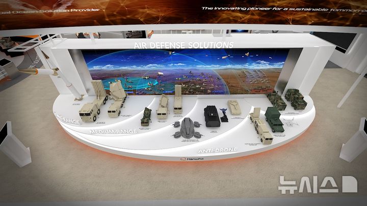 [계룡=뉴시스] 2일 충남 계룡시 계룡대에서 개막하는 2024년 대한민국 국제방위산업전시회(KADEX 2024)에서 처음 공개하는 한화의 '다층 방어솔루션'. (사진=한화 제공) 2024.10.01. photo@newsis.com