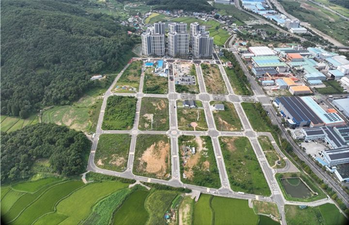 [울산=뉴시스] 울산 울주군은 상북(거리·양등)지구 도시개발사업을 7년여 만에 준공했다고 2일 밝혔다. 사지는 상북지구 도시개발사업 구역 전경. (사진= 울주군 제공) 2024.10.02.photo@newsis.com *재판매 및 DB 금지