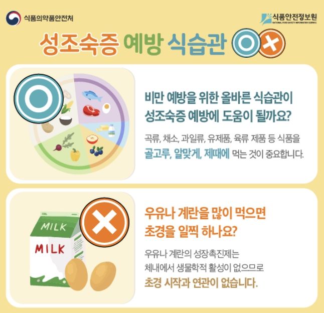 [서울=뉴시스] 7일 의료계에 따르면 성조숙증은 사춘기 발달이 같은 또래의 아이들보다 비정상적으로 빠른 경우로 일반적으로 8세 이전의 여아, 9세 이전의 남아에게 2차 성징이 시작하는 경우를 말한다. (사진=식약처 식품안전나라 홈페이지) 2024.10.04. photo@newsiis.com *재판매 및 DB 금지