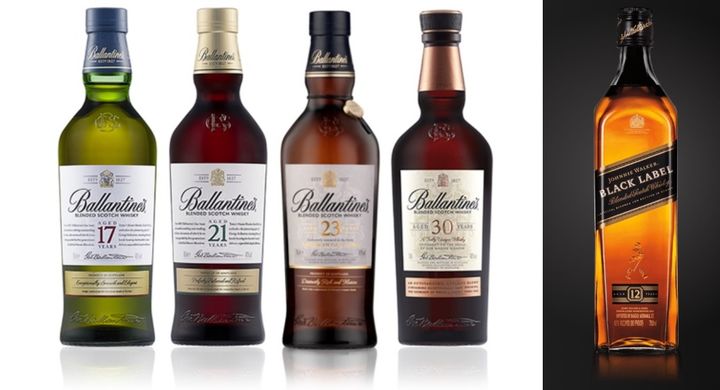 발렌타인과 조니워커블랙 제품 모습.(사진=페르노리카코리아, 디아지오코리아 제공) *재판매 및 DB 금지
