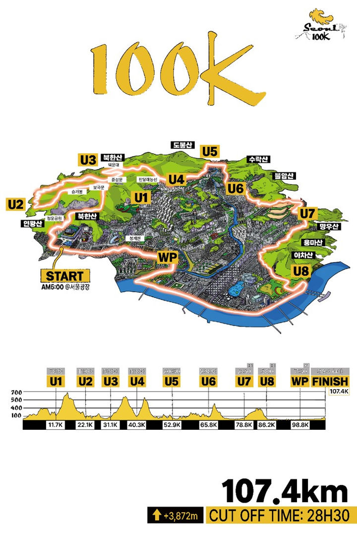 [서울=뉴시스] 2024 서울 국제울트라트레일러닝 대회 코스도. 2024.10.16. (자료=서울시 제공) *재판매 및 DB 금지