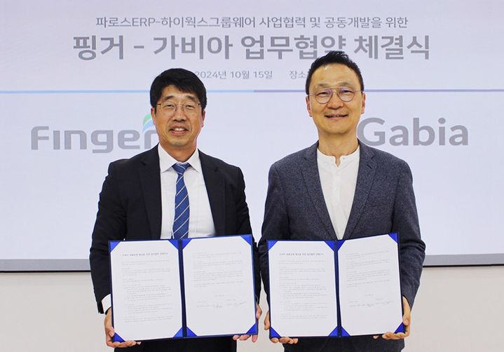 (왼쪽)안인주 핑거 대표, (오른쪽)전정완 가비아 부사장. (사진=핑거) *재판매 및 DB 금지