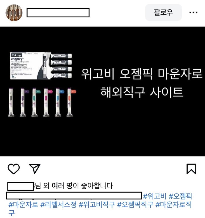 [서울=뉴시스] SNS 인스타그램에 올라온 위고비 직구 사이트 홍보 (사진=인스타그램 캡쳐) 2024.10.16. photo@newsis.com *재판매 및 DB 금지
