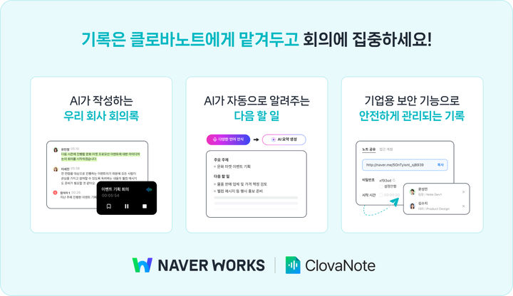 [서울=뉴시스] 네이버클라우드는 지난 18일 회의록 관리 서비스 '클로바노트' 기업용인 '네이버웍스 클로바노트'를 출시했다. *재판매 및 DB 금지