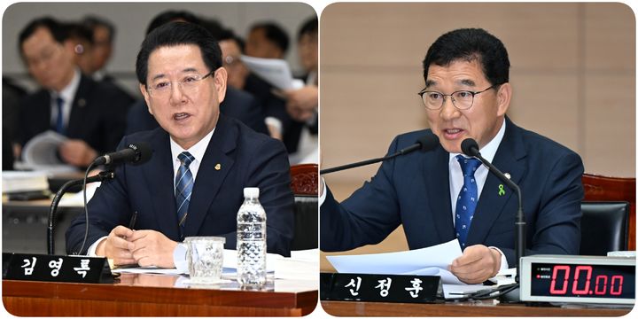 [무안=뉴시스] 김영록 전남지사와 신정훈 국회의원. (사진 = 뉴시스 DB) *재판매 및 DB 금지