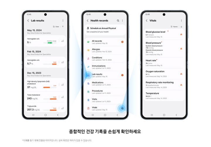 미국에서 우선 제공되는 삼성 헬스 앱의 종합 건강 기록 기능. (사진=삼성전자 제공) *재판매 및 DB 금지