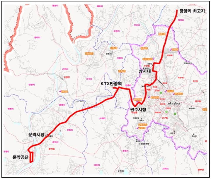 장양리~문막공단 수소저상버스 50번 노선도. *재판매 및 DB 금지