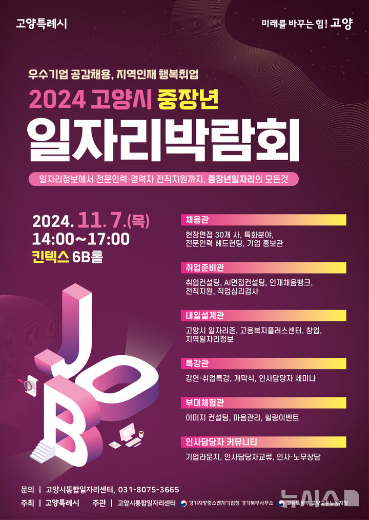 고양시, 내달 7일 '중장년일자리박람회'…156명 채용한다