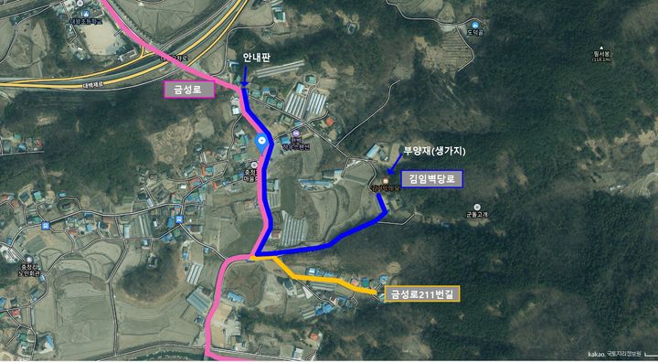 [부여=뉴시스] 명예도로명이 부여된 충남 부여군 부여읍 '김임벽당로' 위치도. (사진=부여군 제공) 2024.10.30. photo@newsis.com *재판매 및 DB 금지