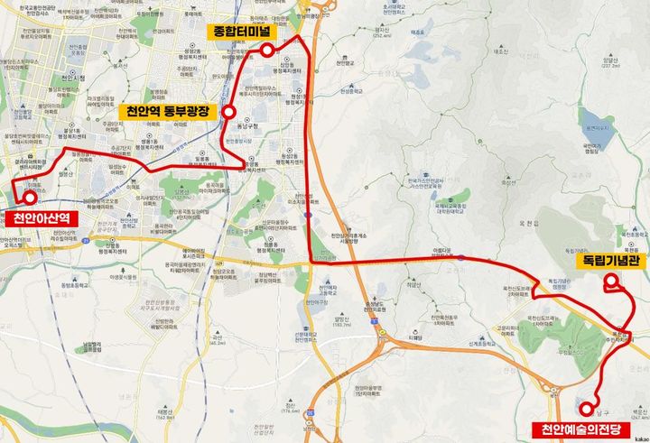 [천안=뉴시스] 천안 815번 버스 노선도. (사진=천안시 제공) 2024.11.04 photo@newsis.com *재판매 및 DB 금지