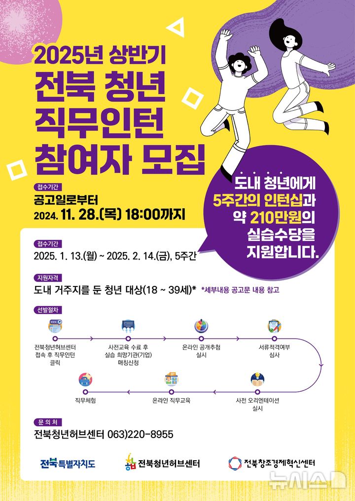 [전주=뉴시스] 전북특별자치도 ‘2025년 상반기 전북 청년 직무인턴’ 홍보포스터. *재판매 및 DB 금지