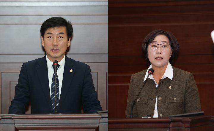  5분 자유발언하는 익산시의회 김진규 의원(왼쪽)과 손진영 의원 (사진=익산시의회 제공) *재판매 및 DB 금지