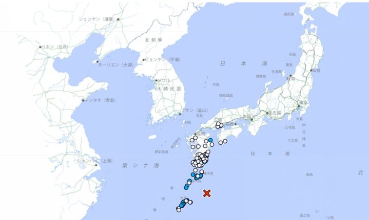 [서울=뉴시스] 17일 오후 9시16분께 일본 가고시마현 남동쪽 아마미오섬 북동쪽 앞바다에서 규모 6.0 지진이 발생했다. (사진=일본 기상청 웹사이트 갈무리) 2024.11.17.