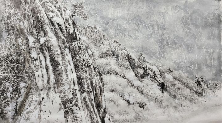 대둔산 설경,75x45cm,장지에 분채, 2024 *재판매 및 DB 금지