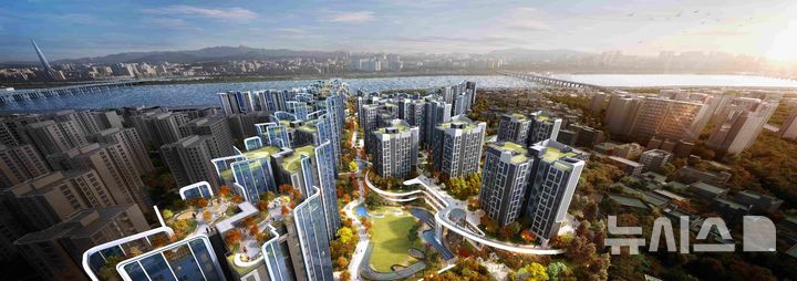 [서울=뉴시스] 래미안 글로우힐즈 한남 중앙광장 조감도.