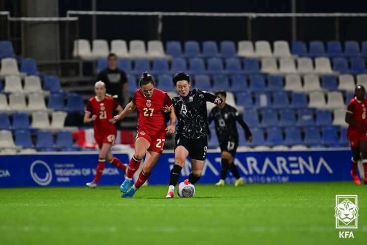 [서울=뉴시스]여자축구대표팀, 강호 캐나다에 1-5 완패. (사진=대한축구협회 제공)