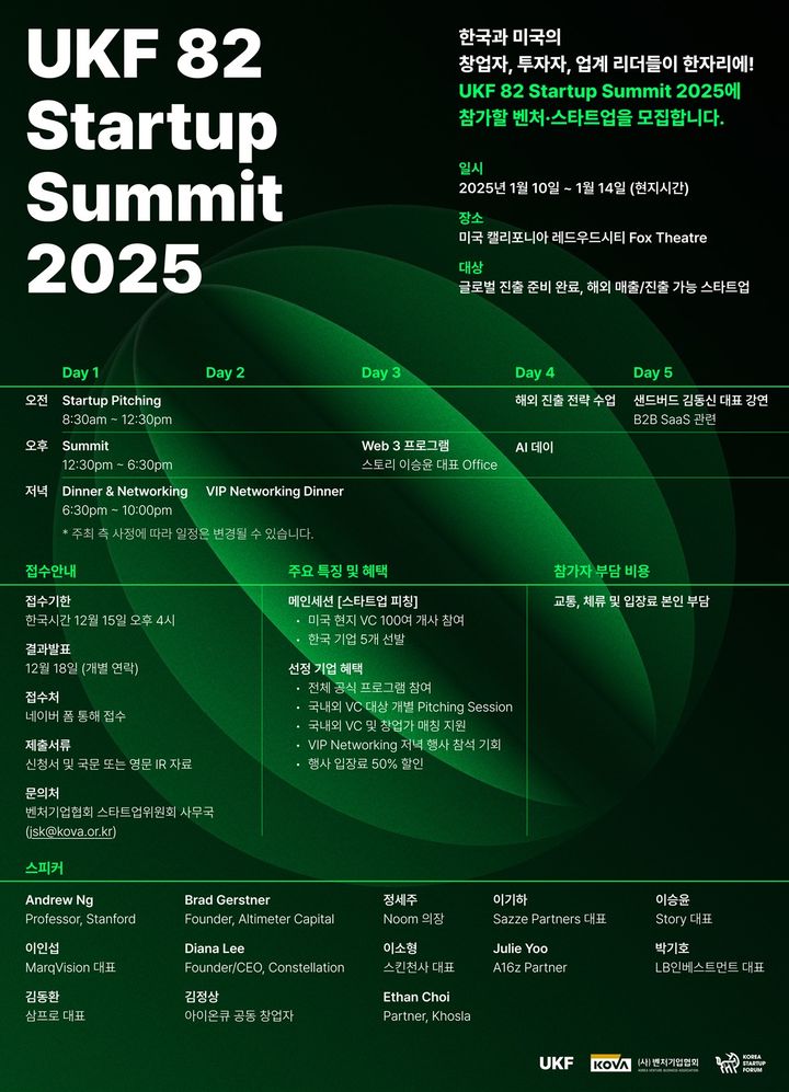 [서울=뉴시스] UKF 82 Startup Summit 2025 포스터 (사진=벤처기업협회 제공) 2024.12.04. photo@newsis.com *재판매 및 DB 금지