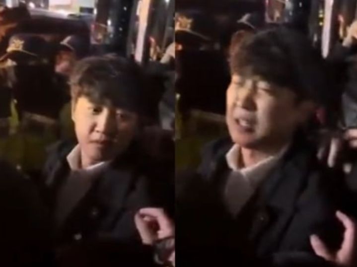 [서울=뉴시스] 이준석 개혁신당 의원이 지난 3일 윤석열 대통령의 비상계엄 선포 이후 국회 출입을 통제당하자 월담을 제안하는 한 남성에게 “시끄러워 인마”라고 답하는 영상이 확산하고 있다. (사진=X) *재판매 및 DB 금지