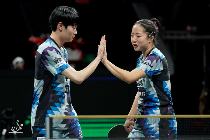 [서울=뉴시스] 조대성과 신유빈. (사진=ITTF 제공) *재판매 및 DB 금지